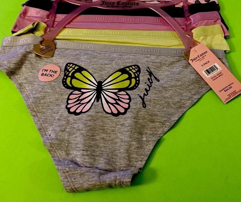 NEW! Juicy Couture Butterfly Bikini Panty 5 Pack Set/ MSRP $44/ MEDIUM